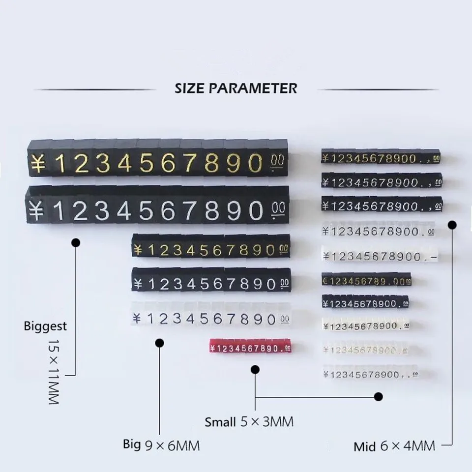 Imagem -05 - Tiras Mini Cubos de Preço Tags Blocos de Montagem Número Combinado Dígitos Tag Sinal Relógio Jóias Pop Preços Exibir Suporte Quadro 10