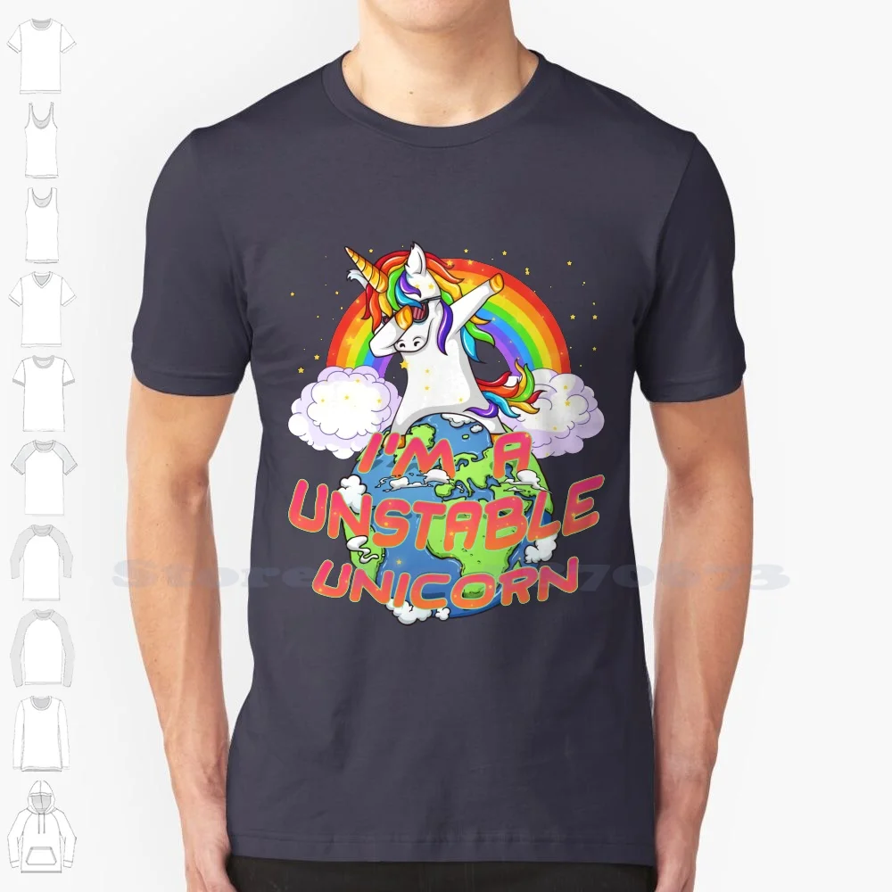 Unstable Unicorn Artwork For Child 100% Pure Cotton T-Shirt Unicorn Rainbow Earth Cloud Star Sky