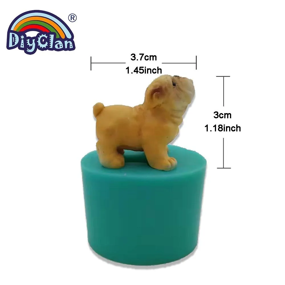 Mini Bulldog Silicone Mold Chocolate Cake Decorating Tools Dog Animal Theme Candle Soap Mould Plaster Cement Polymer Clay Form