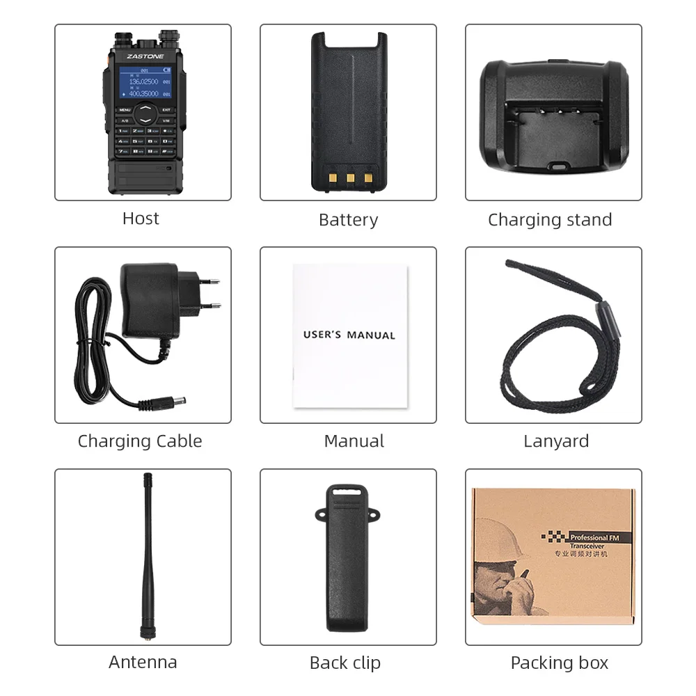 2 Buah Zastone M7 Walkie Talkie 5W Radio Portabel VHF UHF Baterai 2600Mah Radio Dua Arah FM Ham 136-174 400-480Mhz dengan Headphone