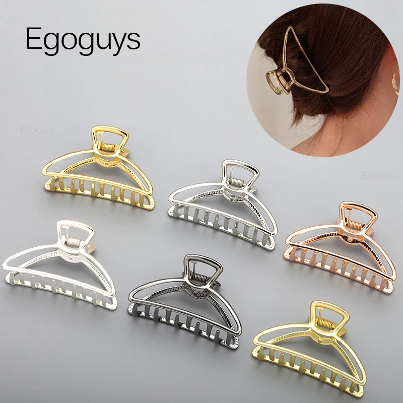 1PC Girls Hair Claw Women Geometric Hair Clamps Grab Hair Jaw Clip Grip Solid Color Korea Hairpins Metal Barrettes Styling Tools