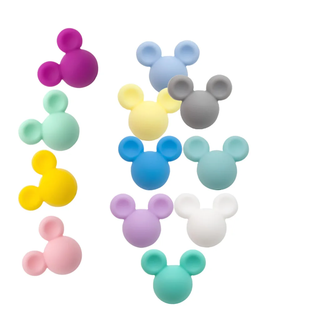 10pcs/lot Mouse Teething Silicone Beads Food Grade Chewables for Necklaces DIY Pacifier Chain Toys Variety of Baby Goods Bracele