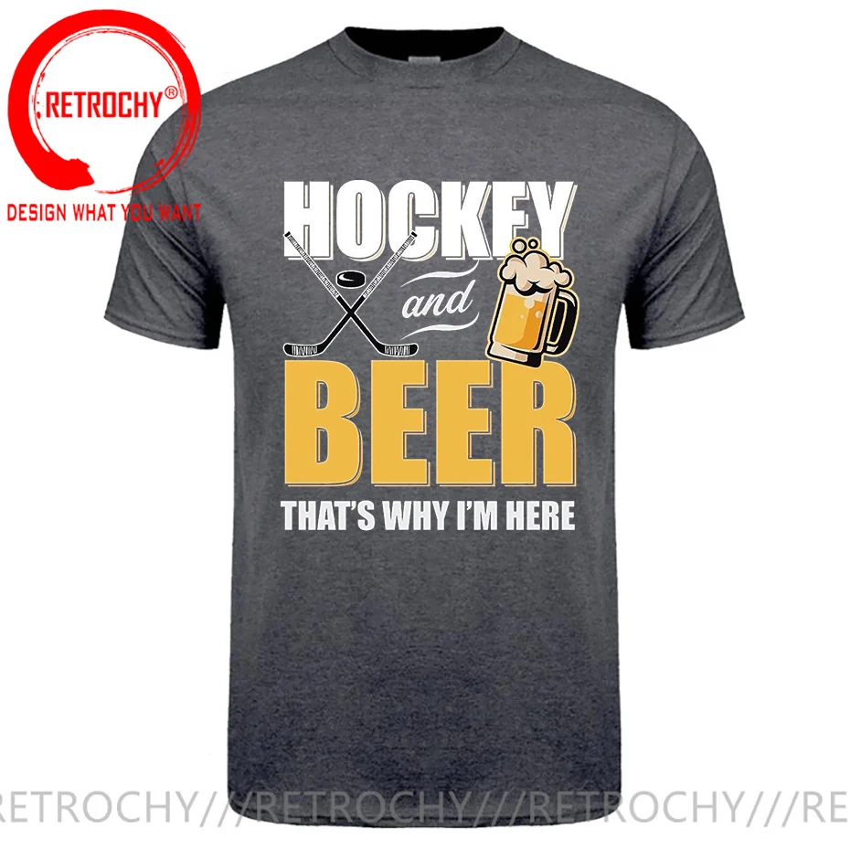 2022 Vintage Summer Style Hockey And Beer That\'s Why I\'m Here Men T-shirt Funny Canada Hockey Player Best Gift T shirts for male