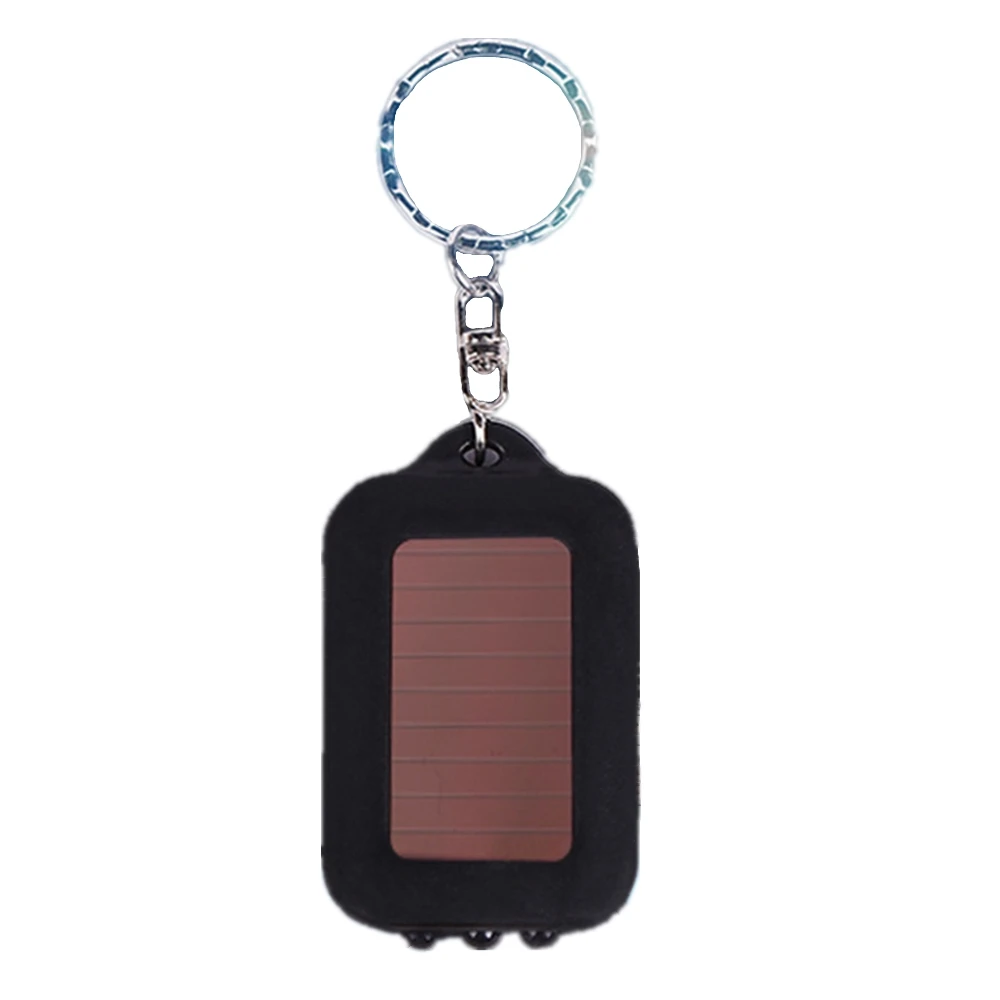 Mini Portable Solar Power 3 LED Light Keychain Keyring Torch Flashlight with Re-chargeable Built-in Battery Outdoor Tools