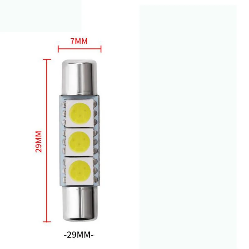 흰색 5050 3SMD LED 화장대 거울 퓨즈, 선바이저 전구, T6 6641, 28mm