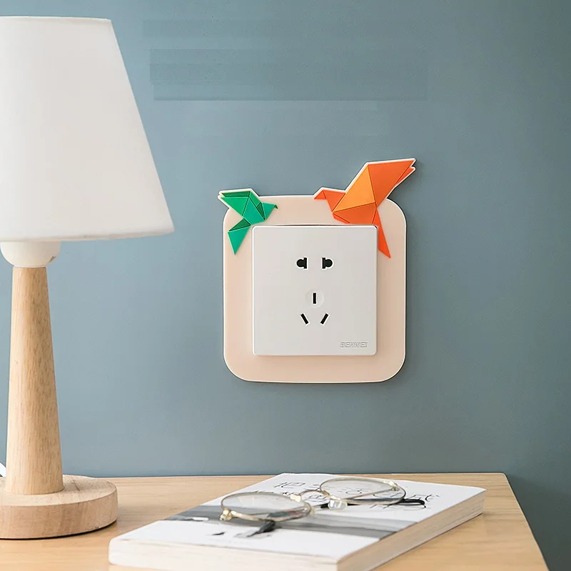 Cartoon Origami Switch Cover Wall Stickers Switch Protection Socket Block Border Cover Creative Simple Modern Home Decor