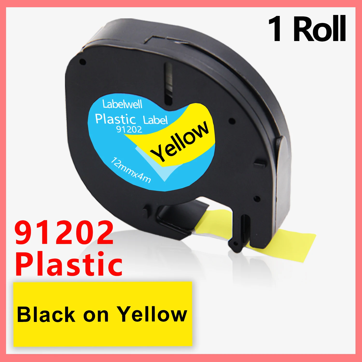 91202 91201 Compatible 12mm*4m Dymo Letratag Plastic Tape LT 91331 LT91201 12267 91203 91204 91205 91200 Tape for LT-100H LT100T