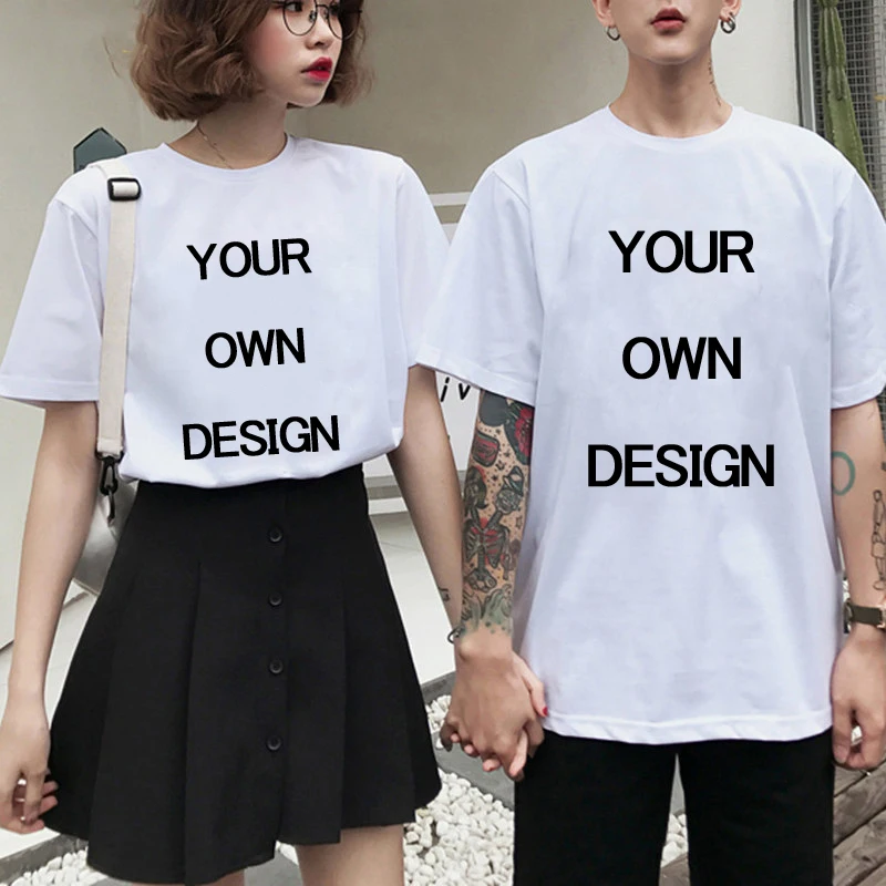 Customized Printing Couple T Shirt Men Women DIY Your Like Photo Logo T-shirt Fashion Custom Your Own Design Tshirt Male Female