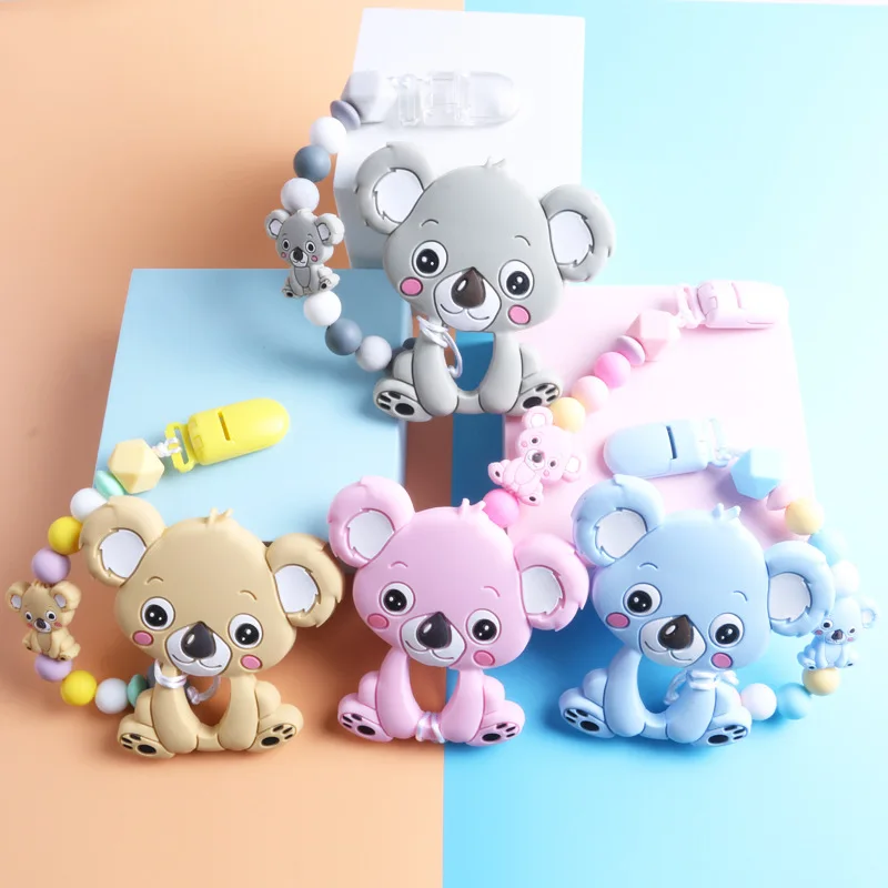 

Baby Koala Pacifier Chain Set Food Grade Silicone Teether Anti-drop Chain Baby Pacifier Molar Toy DIY Pacifier Chain Dropship