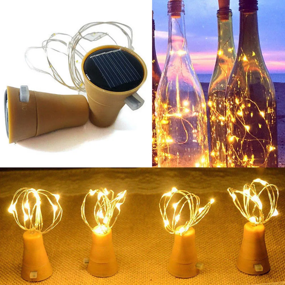 1/2m Solar Cork Led String Light Christmas Fairy Copper Wire Bottle Lights Outdoor Garland Lamp Valentine's Day Party Heathly