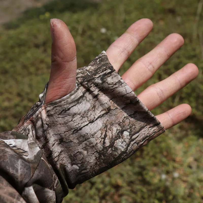 Summer Thin Quick-Drying Bionic Camouflage Long Sleeve T-Shirt Tops Male Hunting Fishing Hiking Sunscreen Hooded T-Shirts