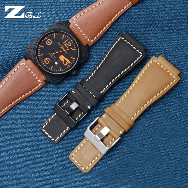 Genuine Leather Watchbands Men\'s wristband for Bell & Ross B&R BR-01 and BR-03 Strap High Quality Wrist Belt Bracelet + Tool