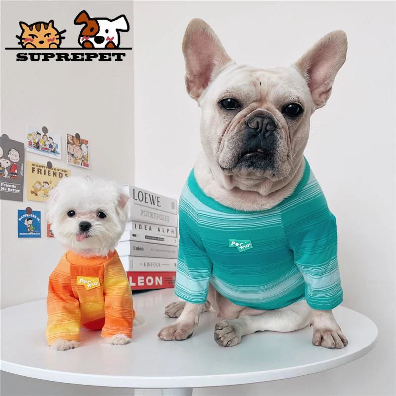 

SUPREPET Summer Pet Stripe Dog Clothes for Small Dogs Cute Corgi T-shirt Puppy Clothes Lovely Cat Clothing Pets Accessories 2021