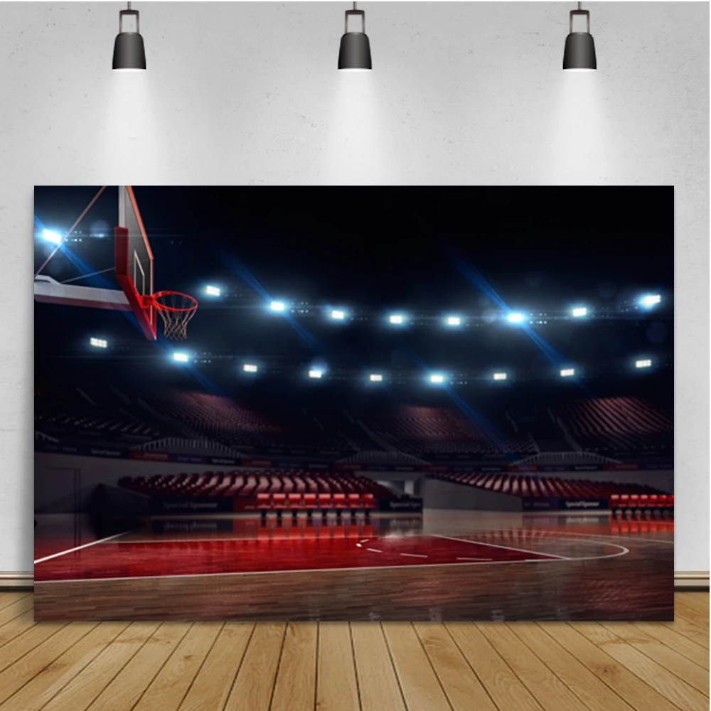 Laeacco Basketball Hall Arena Lighting Room Decor Baby Portrait Custom Backdrop Photographic Photo Background For Photo Studio