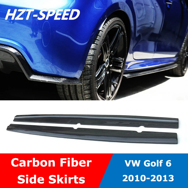 Carbon Fiber Material Car Door Aprons Side Skirts Extensions For VW Golf 6 MK6 R20 Car Body Kit 2010-2013