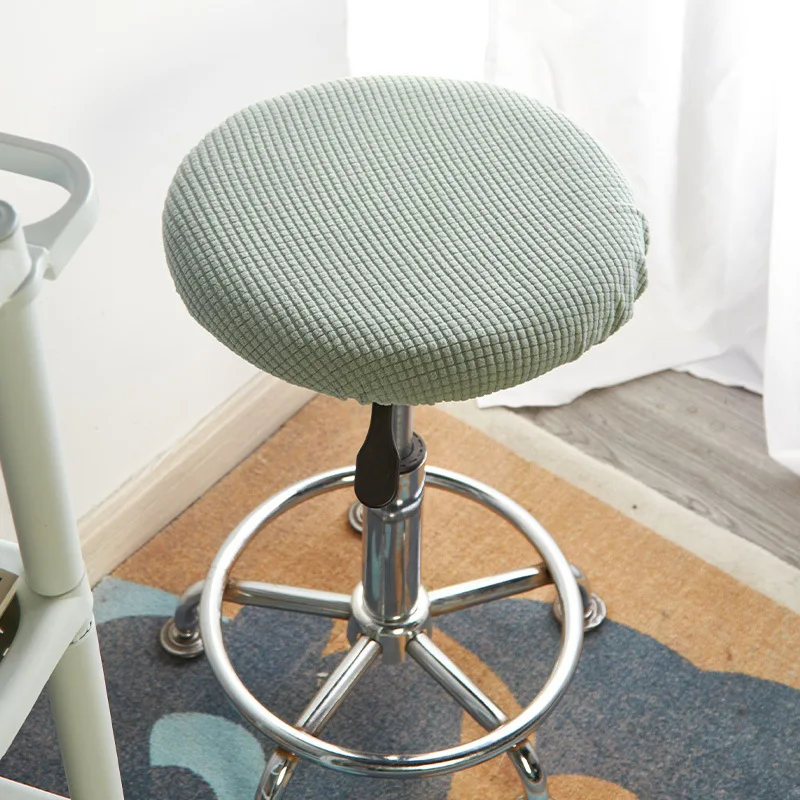 30-50CM Round Chair Cover Removable Bar Stool Cushion Elastic Stretchy Seat Protective Case Corn Fleece Swivel Solid Color