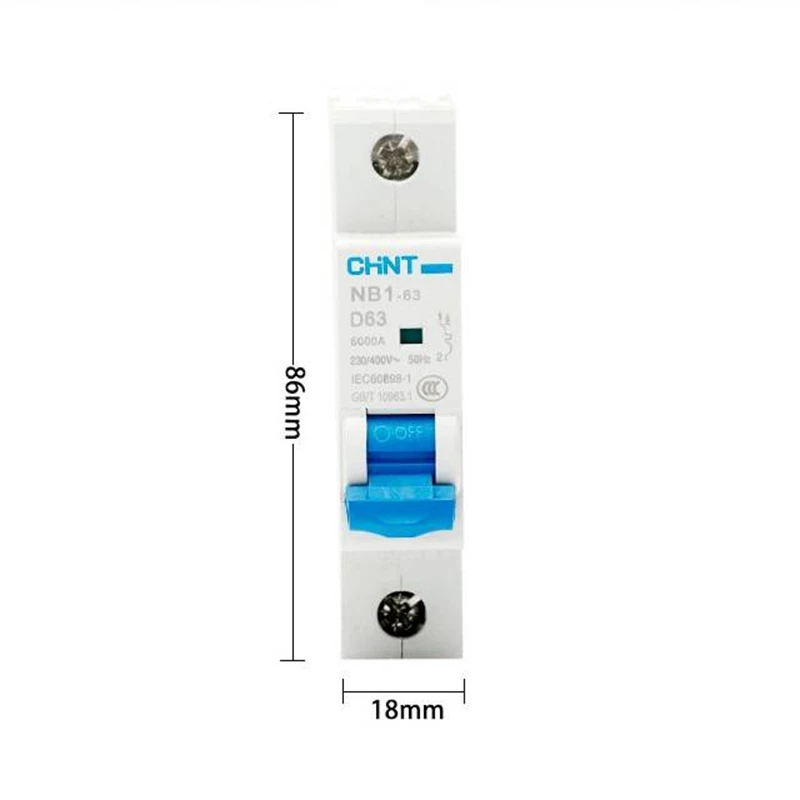 CHINT Circuit Breaker NB1-63 1 Pole D Type D1A 2A 3A 4A 6A 10A 16A 20A 25A 32A 40A 50A 63A MCB