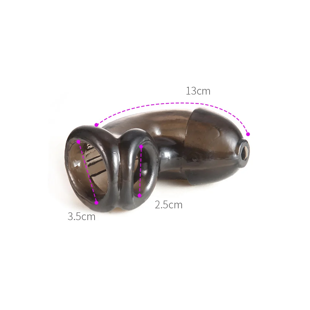 Male Chastity Cage Cock Ring Ball Stretcher Cock Sleeve Penis Lock Semen Delay Ejaculation Prevent Masturbation Rubber Testicles