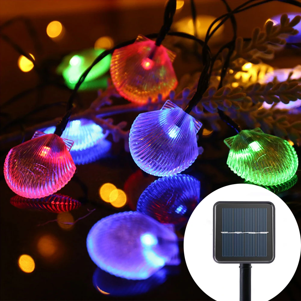 

Solar Garden Light Shell Shape LED String Light Outdoor Waterproof Solar Fairy Light Patio Lamp for Park Party Christmas Decor