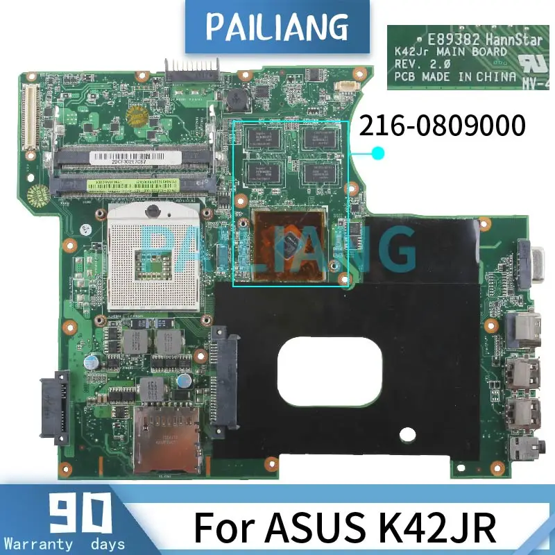 For ASUS K42JC K42JR K42JY K42JZ K42JE X42J A42J K42J A40J MAIN BOARD REV 2.0 HM55 216-0809000 DDR3 Notebook Mainboard Full Test