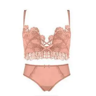 Sexy Refreshing Lace Embroidery Gather Light Bras Women Seamless Comfy Deep V Lingerie No Rim Small Chest Low Cut  Brassiere