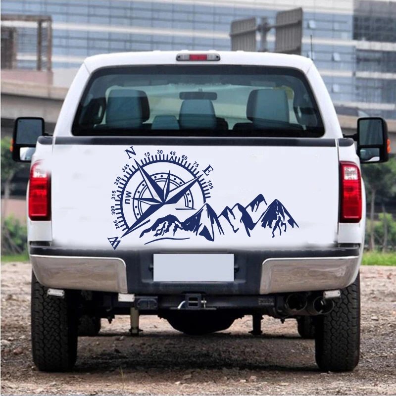 Large Compass Rose Mountain Camper Rv Wall Decal Sticker For Jeep Off- Road Camping Car Auto Truck Vinyl Bedroom