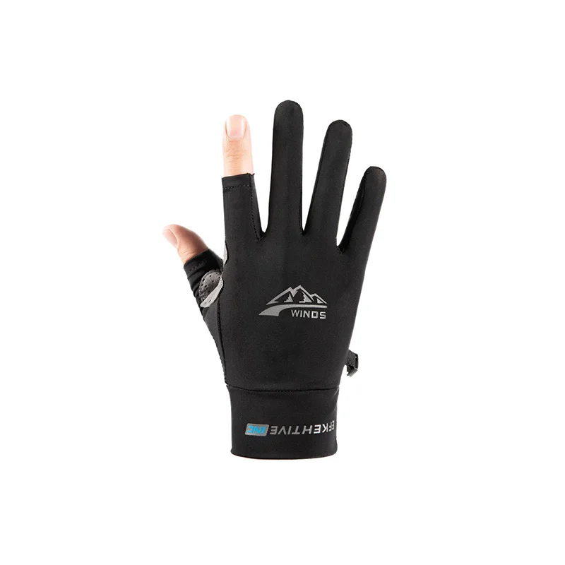 Men Women Sport Fitness Non-Slip Cycling Mitten Thin Letter Mountain Elasticity Half Finger Touch Screen Fishing Glove I99