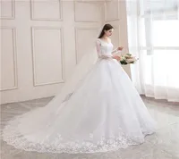 Best Selling 2024 Long Sleeve V Neck Lace Wedding Dress 2026 Vintage Bride Bridal Ball Gown Modest Wedding Dresses  Customized - Image 5