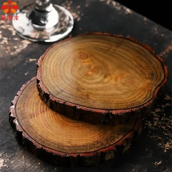 Aixiangru Cocktail Cup Solid Wine Glass Water Cup Drinks Mug Wood Coaster Natural Wooden Coasters Round 6-9cm Kitchen Bar Tools