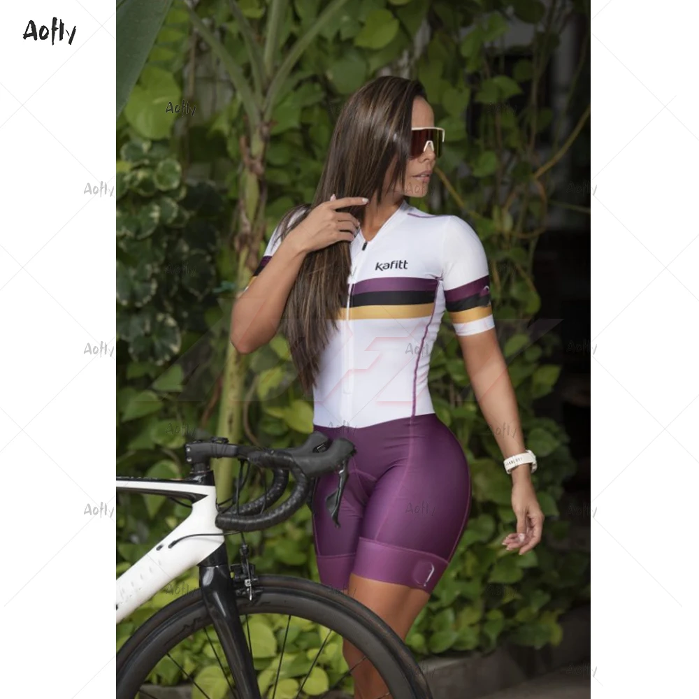 Kafitt Summer Line Silver White Purple Short Sleeve Monkey Female Cycling Suit Man Jumpsuit Cycling Clothing Triathlon Shorts