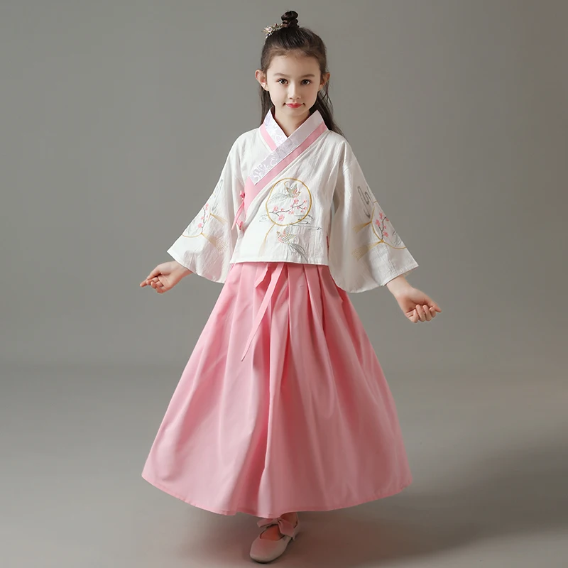 

H2515 Girl's Chinese Ancient Hanfu Dress Costume China Traditional Dance Performance Clothing Children Summer Princess Costumes