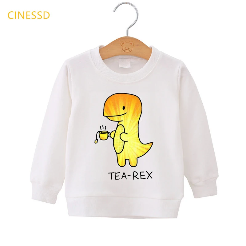 

Cute Dinosaur Cartoon Print Hoodies Girls/Boys TEA-REX Graphic Sweatshirt Kids Clothes Harajuku Kawaii Children Clothing T-Shirt