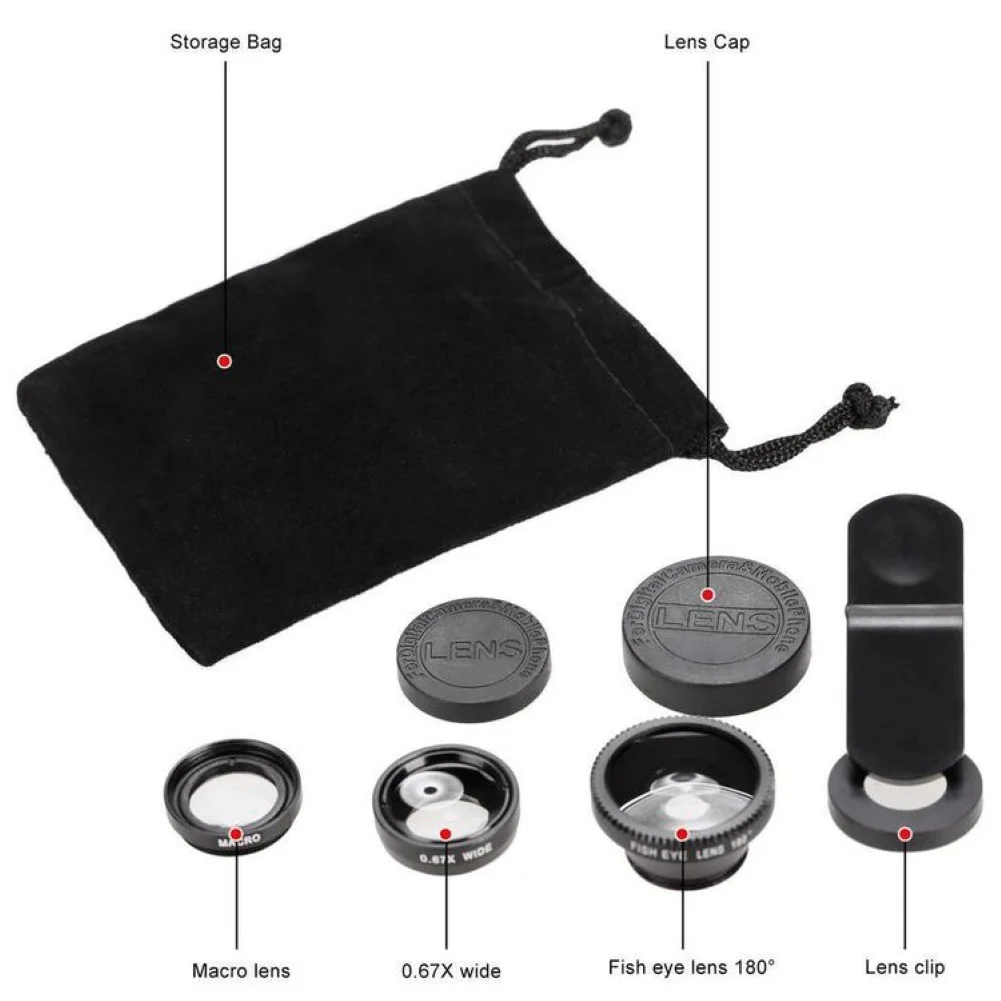 เลนส์โทรศัพท์3ใน1คลิป Universal 0.65X มุมกว้าง Fisheye เลนส์มาโครสำหรับโทรศัพท์มือถืออุปกรณ์เสริม