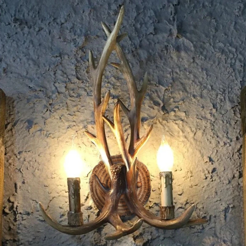 Europe Industrial Style Antler Wall Lamp Parlor Study Bedroom Decorative Sconce Restaurant Cafe Bar Retro Bracket Light