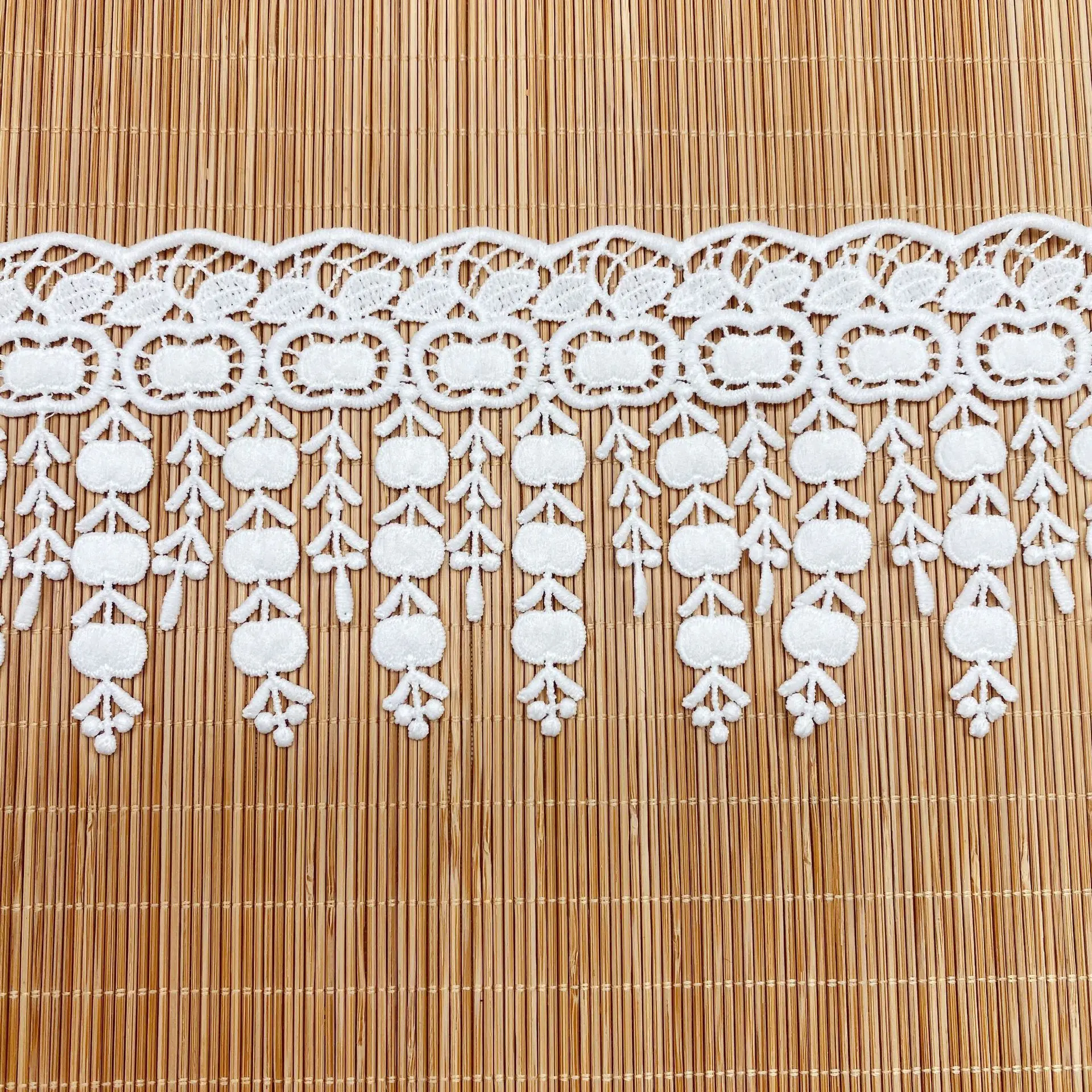 DIY Polyester Sewing Garment Curtain Home Furnishing Skirt Children'sClothes Accessories Apple Embroidery Milk Silk Tassels lace