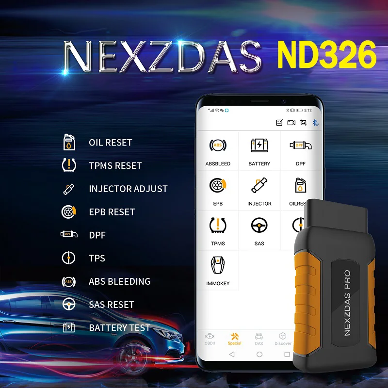 HUMZOR NexzDAS ND326 full system OBD2 Scanner Car Diagnostic Tools Key Programmer Diagnosis for Passenger Car PK Easydiag AP200