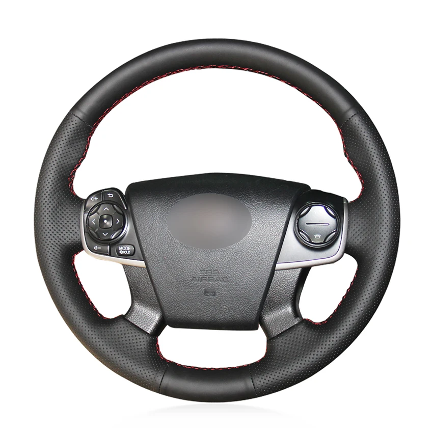 Hand-stitched Black Leather Car Steering Wheel Cover for Toyota Camry 2011 2012 2013 2014