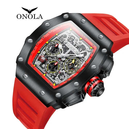 Imagen 2 del producto Marca ONOLA, reloj de lujo para hombre, relojes de pulsera multifunción deportivos, reloj deportivo luminoso resistente al agua, reloj informal para hombre, relojes de cuarzo para hombre