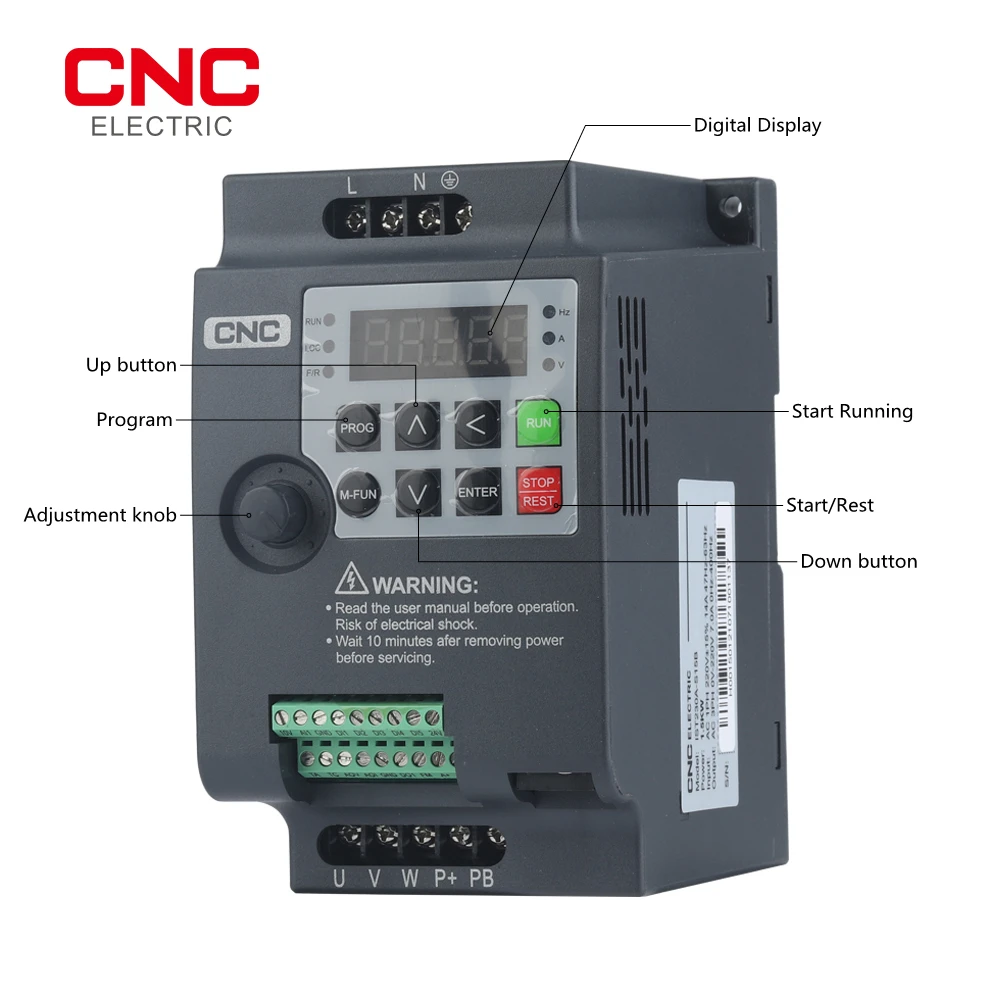 Imagem -02 - Inversor de Freqüência Cnc Conversor Freqüência Variável 0.75kw 1.5kw 2.2kw 3p 220v 380v 230a