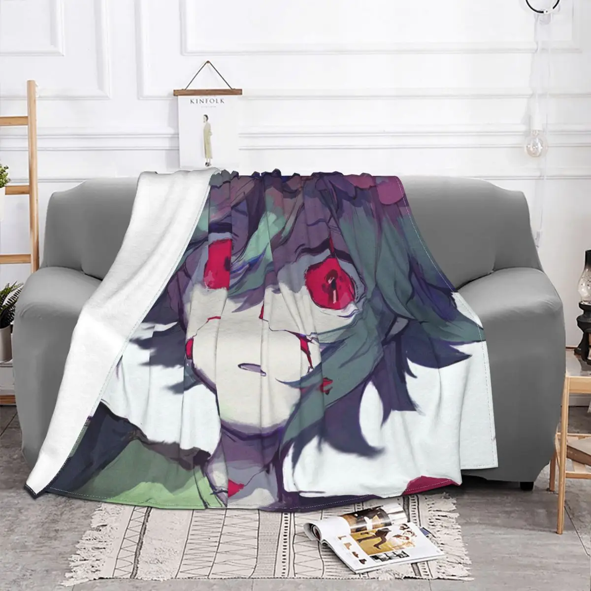 Basil Red Eyes Blanket Omori Game Wool Funny Warm Throw Blankets for Chair Covering Sofa Spring/Autumn