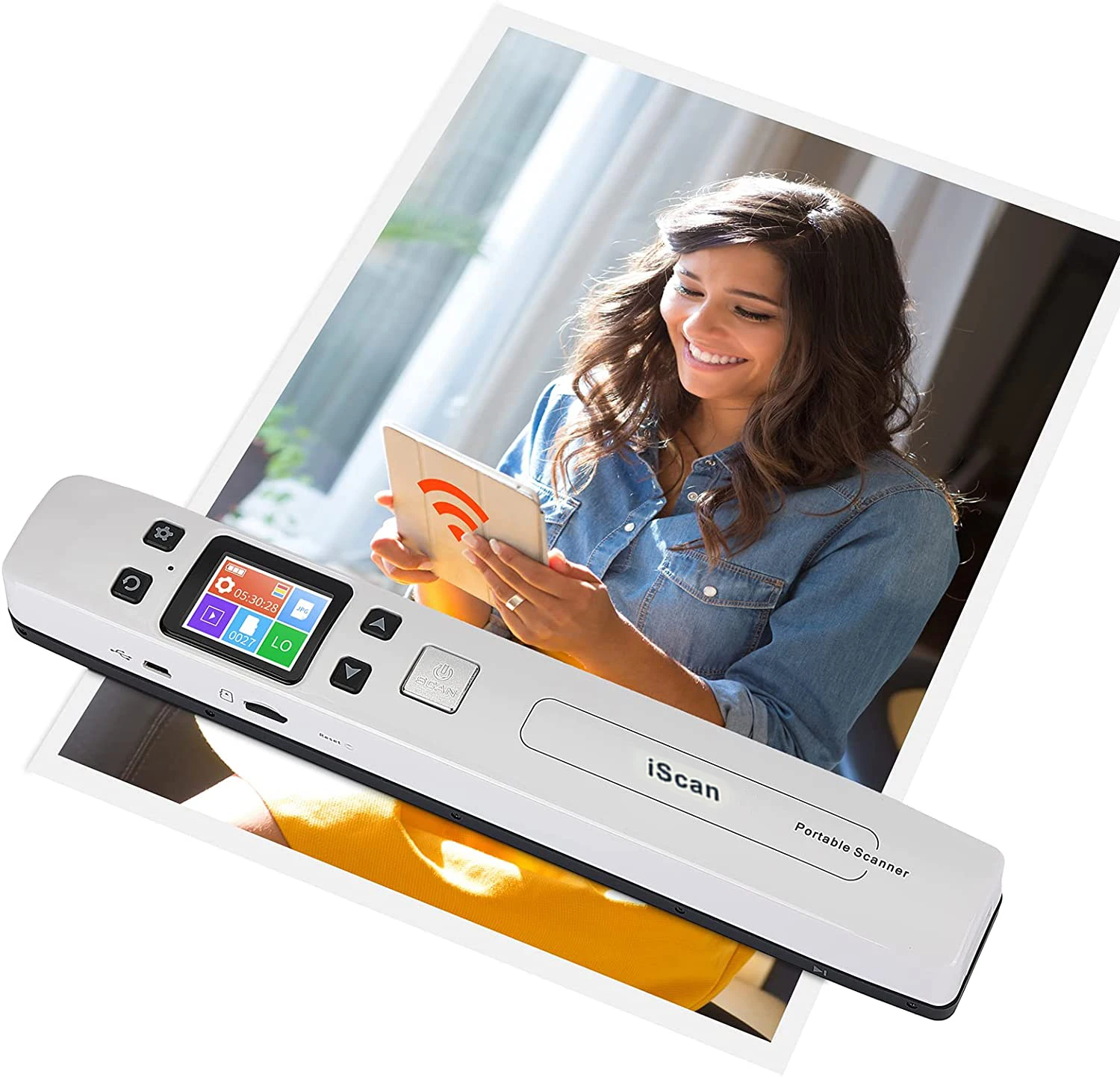 Mini iScan Portable 1050DPI Wand Document Images Scanner A4 Size JPG/PDF Formate Wifi LCD Display for Business Reciepts Books