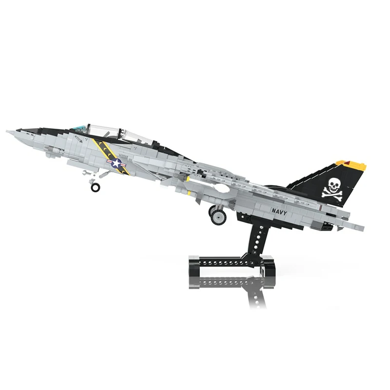 MOC klocki do budowy Fighter F-14 Tomcat Supersonic samolot bojowy DIY technologia montażu cegły Model zabawki dla dzieci świąteczny prezent