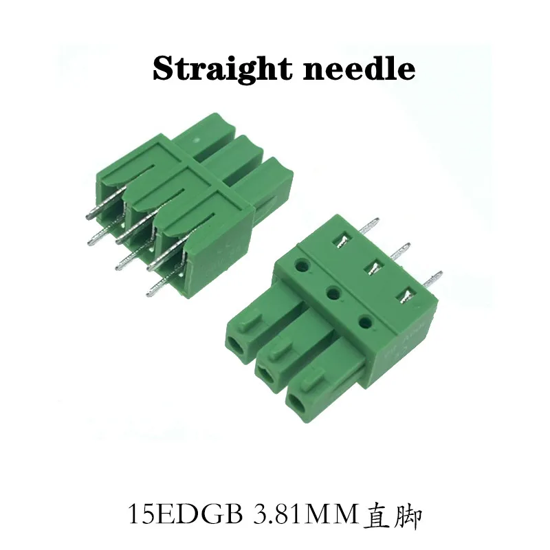 5pcs pluggable terminal block 15EDGA/B-3.81mm board to board connector welding PCB straight/angled foot 2EDGA/B