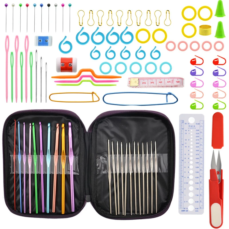 

100pcs set Crochet Hooks Set Knitting Tool Accessories ，Alumina Crochet，Single head iron crochet And other Combination Sets