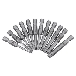 Punte per cacciavite Torx da 50mm con foro T5, Torx6, T7, T15 T20 T25 T27 T30 Set di punte a stella per cacciavite elettrico con gambo esagonale da 1/4 pollici