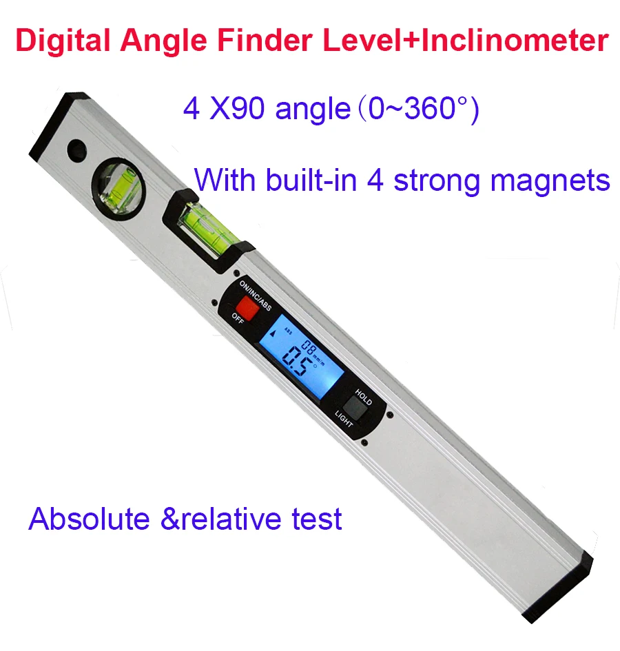 Buscador de ángulo transportador Digital, nivel electrónico, Inclinómetro de 360 grados con imanes, regla de prueba de pendiente de nivel, 400mm