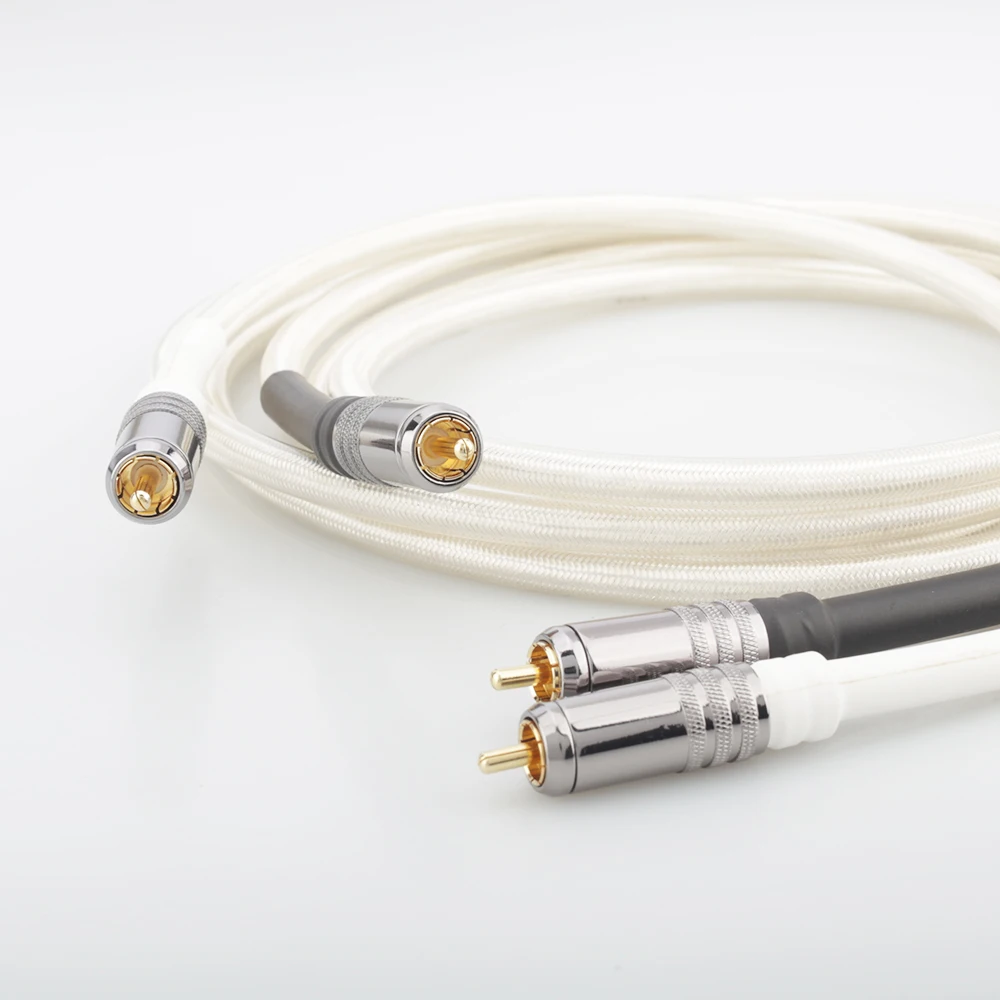 Silver Plated Hifi Audio Interconnect Cable with Locking RCA Plugs High Fidelity Sound Quality for Audio And Video Equipment