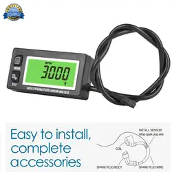 Multifunction Hour Meter Tachometer Voltmeter with Clock 2&4 Stroke for Small Engine Boat Outboard Mercury Motocross HM028