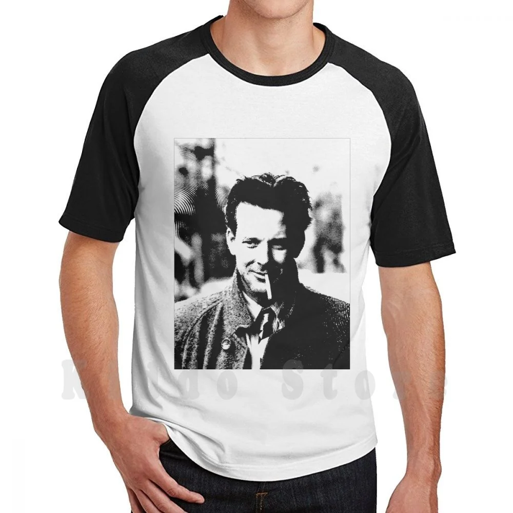 Iconic Rourke T Shirt Print For Men Cotton New Cool Tee Mickey Rourke Black And White Smoking Hot Sexy Young Linocut Iconic