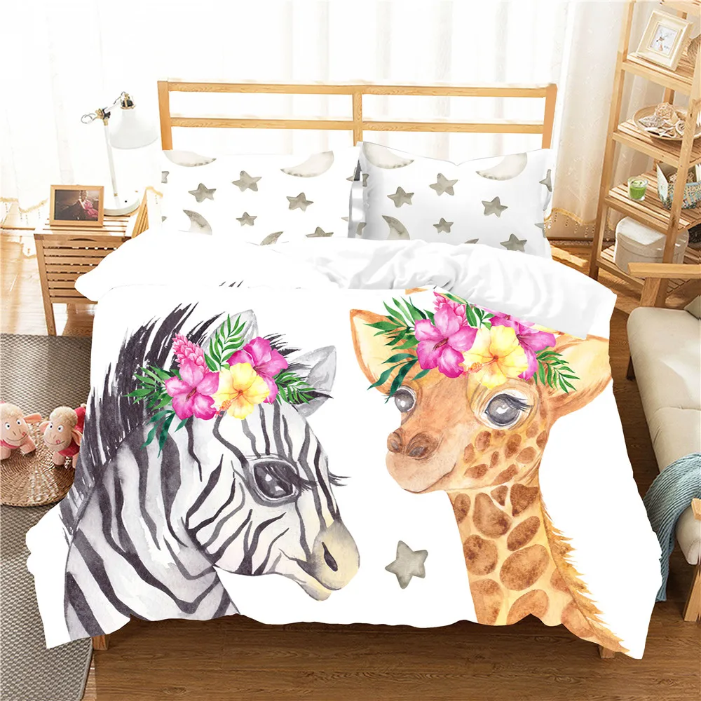 

3D Animal Zebra bedding Set Printed Duvet Cover Set for Adults Bed Set with Pillowcases 3PCS No Comforter bed linen King Size